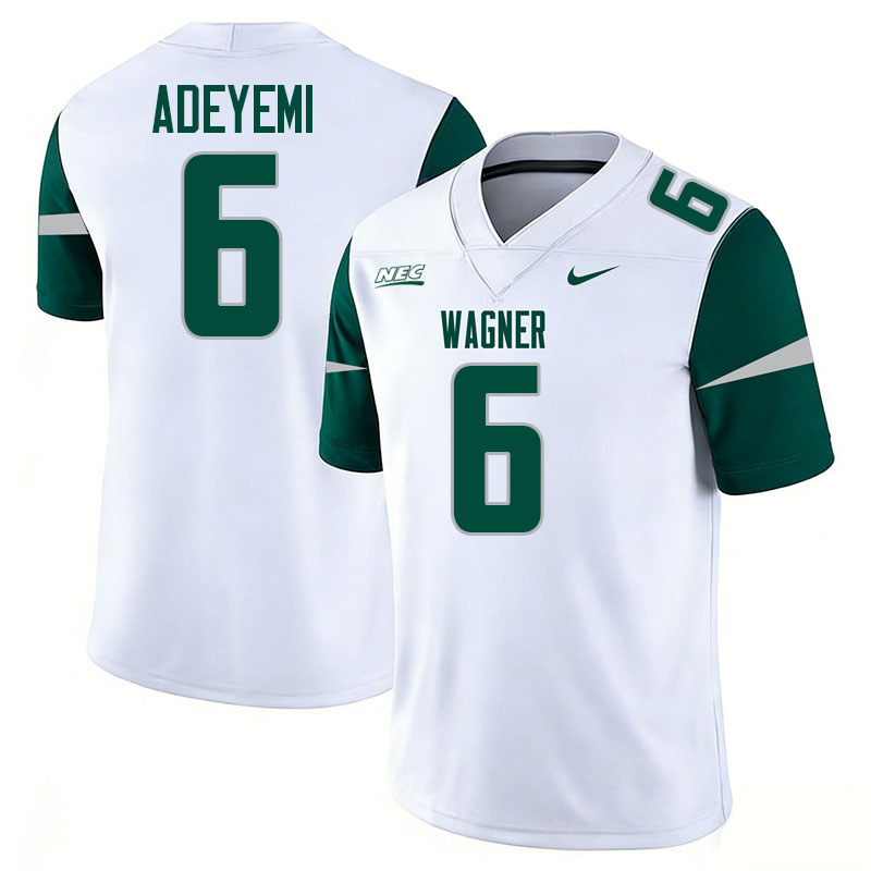 Wagner Seahawks #6 Olanrewaju Adeyemi College Football Jerseys,Uniforms Stitched-White